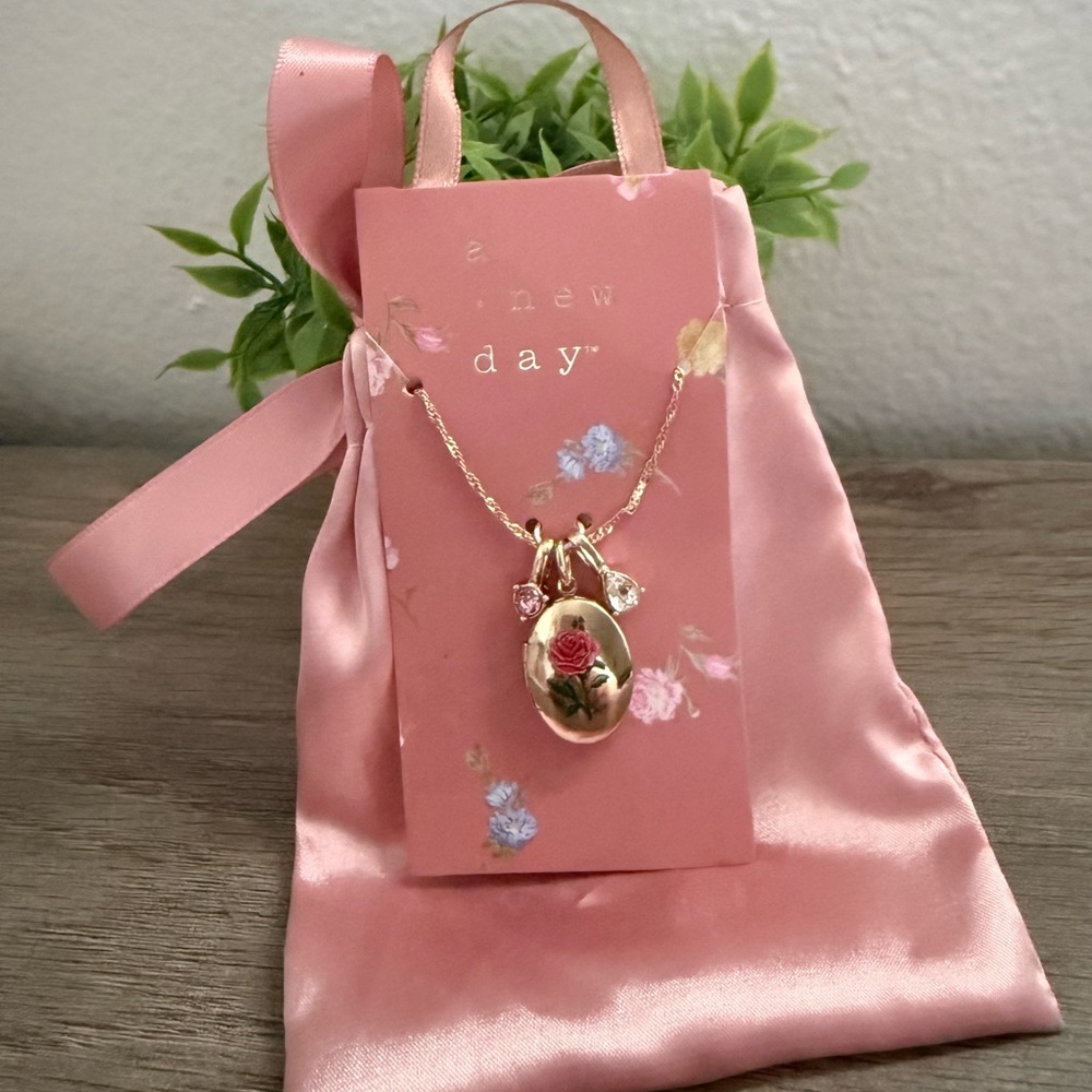 A New Day Pink Rose Locket Necklace - Picture 1 of 3